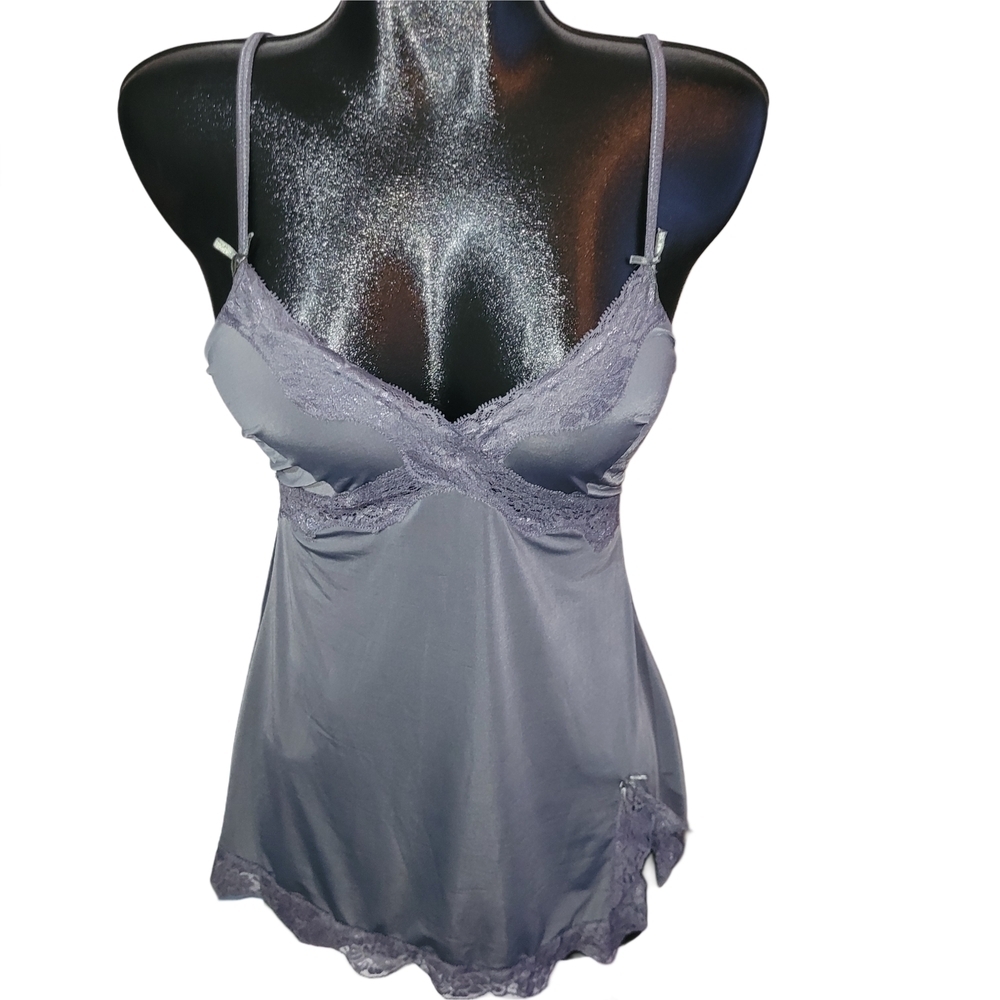 Intimo Mondo Collection Gray Lace  Trimmed Nightgown Lingerie Set Size L